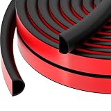 RAINFLOW 20FT Weather Stripping Door Seal - Self Adhesive Door Weather Stripping,D Shaped Silicone Seal Strip for Doors Frame,Window Seals (Black 3/8" W × 1/4" T)