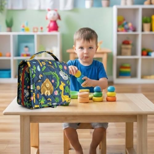 Image of Foldable Travel Kit | Multipurpose All-in-One Compact, Durable, Lightweight, Waterproof, Bag | Travel Friendly Pouch Ideal for Diaper, Medicines, Accessory & Toiletry (Animal Print)