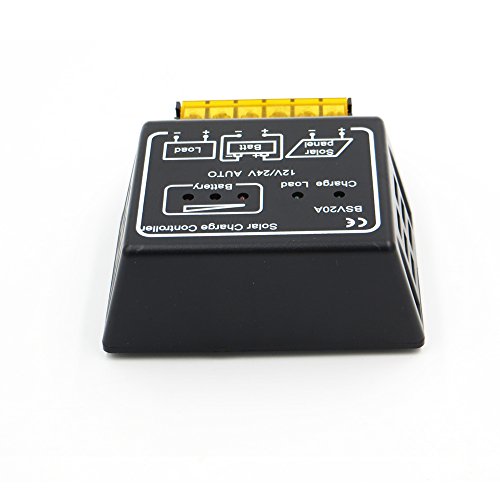 VizGiz BSV20A 20A Solar Charge Controller Solar Charger Controller 12V 24V AUTO Switch Sunlight Solar Panel System Control Battery Regulator Safe Overload Protection Regulator 20AMP PWM MMPT