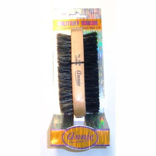 Annie 2 Way Wooden Military Brush #2068 - 2 pieces, Natural bristle, boar bristle, reinforced, wave, 2 sided brush, soft and hard bristle, no more tangles, for all hair types, short hair, long hair, straight, normal, oily, thick, thin, styling brush,