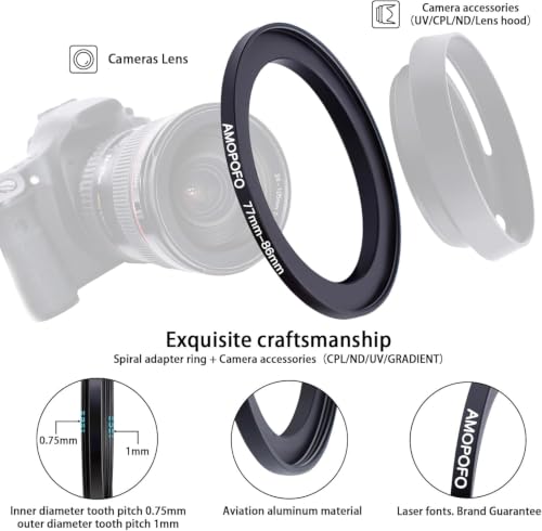 Image of 77mm to 86mm Step-Up Ring Filter adapter /77mm to 86mm Camera Filter Ring for 86 mm UV,ND,CPL,Metal Step Up Ring