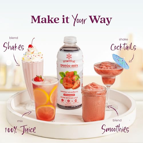 Image of Smartfruit Summer Strawberry + Antioxidants - 100% Real Fruit Puree with Strawberries, Apple & Pineapple - Great for Smoothies, Juice, Yogurt, Cocktails, Teas & More - 2-Pk, 48oz Each