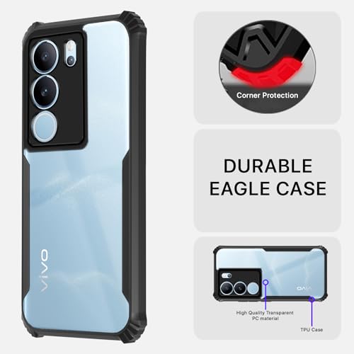 Image of Pikkme Back Cover for Vivo V29 / V29 Pro 5G | Ultra Hybrid Shockproof Case | Full Camera Protection | Raised Edges | Clear Transparent Bumper Case (Black)