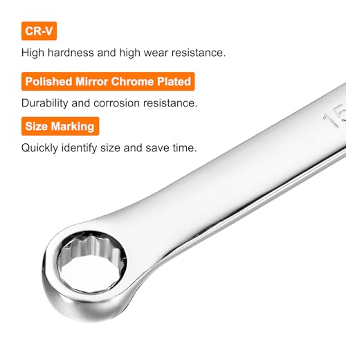 Image of HARFINGTON Double End Box Wrench 15 x 17 mm Metric 12 Point 0 Degree Offset Extra Long Double End Box Ratcheting Wrench CR-V Polished Long Spanner Tools for Repairs