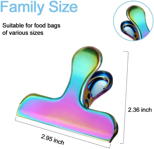 Miniatura 3 de Clips de bolsa de chip grandes de acero inoxidable negro hermético (EYJZ-6)