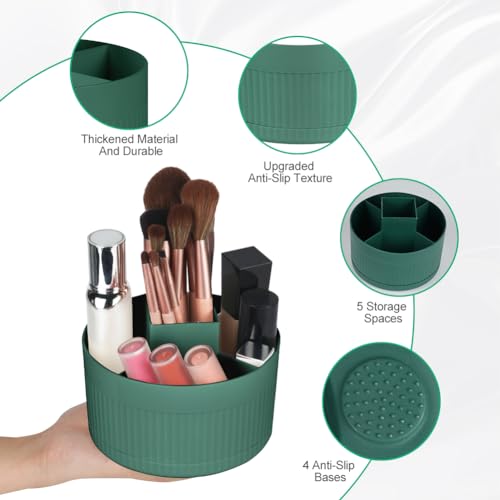 LOPHE 360° Rotating Makeup Organiser, 5-Compartment Dustproof Cosmetic Storage with Skincare Organiser - Image 3