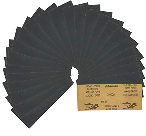 Rocoo 紙やすり サンドペーパ 耐水ペーパー 140x75mm 230x93mm 42枚入り 14種類 (120 150 180 240 320 400 600 800 1000 1200 1500 2000 2500 3000 各3枚) (140 x 75mm 耐水ペーパー, 2000# (24枚入り))