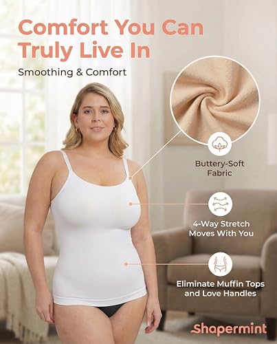 SHAPERMINT Womens Tops - Scoop Neck Cami Body Shaper for Women, Shapewear Tummy Control, Camisole Tank Tops for Women