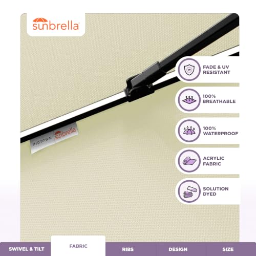 Image of Midtown Umbrellas LED Swilt - 8 Ft Solar LED Patio Umbrella, Canvas Natural