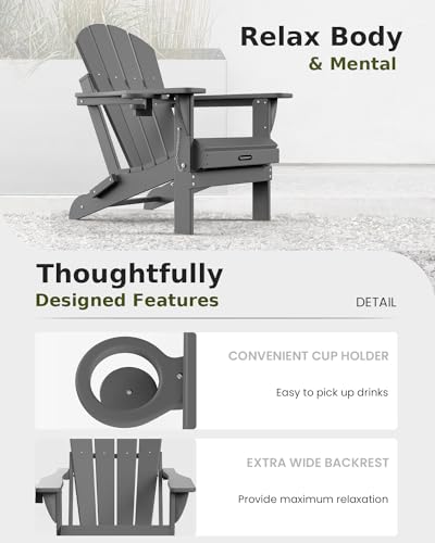 Muchenghy GREY Folding Adirondack Chairs Hdpe Weather Resistant thumb #7