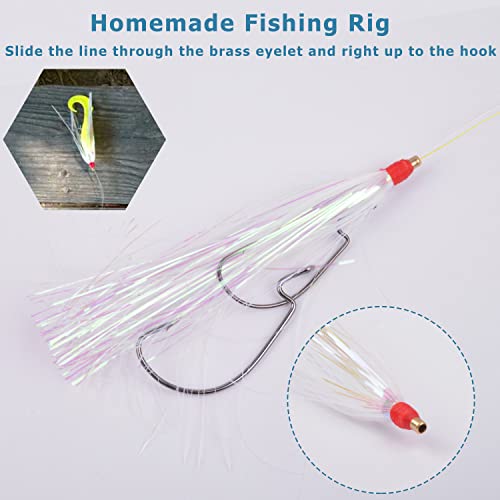 Fusigo HBBR-9PCS MYLAR TEASER TAIL-WHITE Fishing Mylar Flash Teaser Tail thumb #4