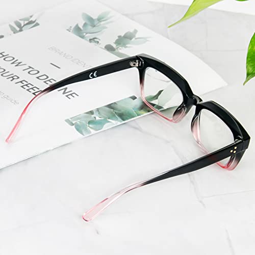 Image of REAVEE 2 Pack Oversized Reading Glasses for Women Men Blue Light Blocking, Ladies Stylish Retro Square Large Computer Readers (Black Pink /Pink Leopard 2.25x)