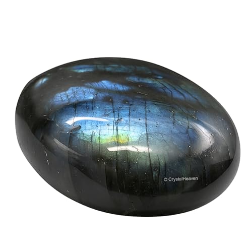 Image of Certified Labradorite Crystal Palm Pebbles Stones for Anxiety Stress Relief Massage - AAA Grade Original Healing Gemstone Agate Palm Stone for Yoga Meditation Spiritual Reiki Feng Shui