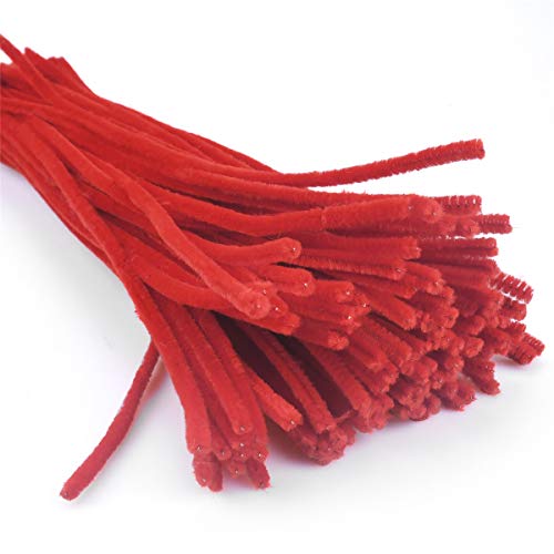 Craft Pipe Cleaners 300 PCS Red Chenille Stem 6MM x 12 Inch Twistable Stems Children’s Bendable Sculpting Sticks for Crafts and Arts (Red) - Thumbnail 2