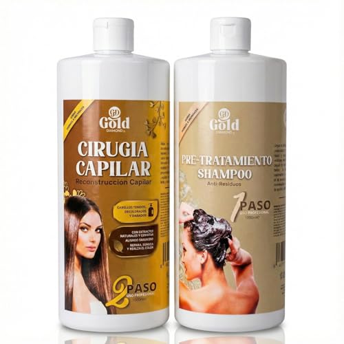 Alisado Brasileño Profesional - Kit Cirugía Capilar - Keratina de Reconstrucción Capilar para cabellos Teñidos, Decolorados y Dañados - Fácil de Aplicar.