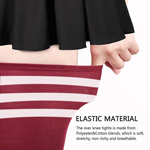Image of DRESHOW 6 Pairs High Thigh Socks Striped Over Knee Thin Tights Long Stocking for Women Leg Warmer