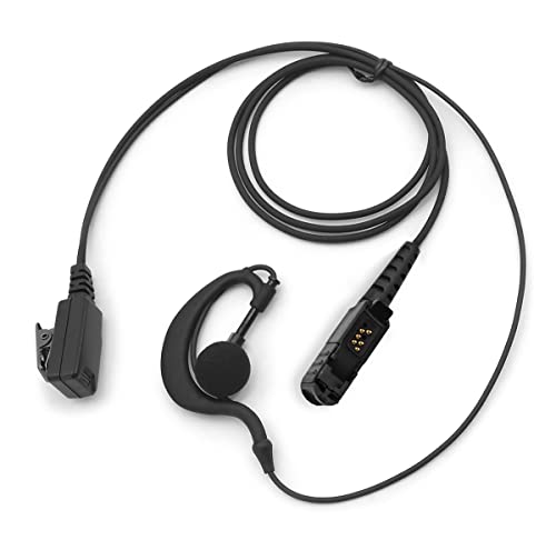 SUNDELY® Earpiece Headset Earphone for Motorola Radio DP2400e DP2600e DP3441 DEP570 DGP5050e MTP3000 XPR3300e XPR3500 XiR E8600 MotoTRBO Walkie Talkie with PTT Microphone G-shape Ear Clip Hook Hanger