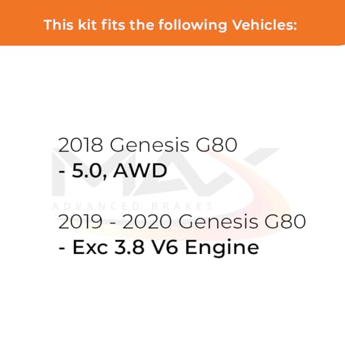 Image of Max Advanced Brakes Front Brake Kit Compatible With 2018 2019 2020 Genesis G80 Excl. 3.8 V6 5.0L Engine AWD Replacement Premium OE Disc Brake Rotors and Ceramic Brake Pads