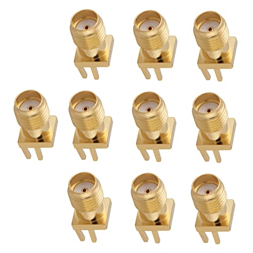 10 Piezas de Latón SMA Jack de Zócalo Femenino Montaje PCB Conectores RF de 50 Ohmios Conectores de Resistentes Módulo Inalámbrico PCB Uso