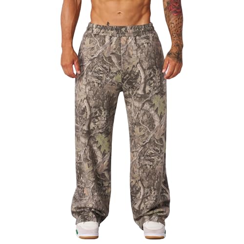 Mens Baggy Camo Graphic Print Sweatpants Workout Athletic Joggers Pants for Men Wide Leg Hunting Sweat Pant2