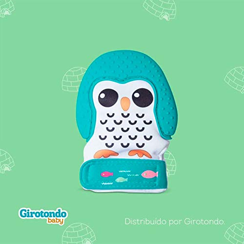 Luva Mordedor Pinguim Verde Girotondo Baby, Girotondo Baby, Azul/Verde/Branco/Preto