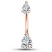 OUFER 14G 316L Surgical Steel Double Teardrop CZ Navel Rings Belly Button Rings Jewelry