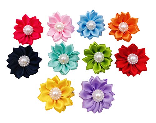 Pet Show PETSHOW0220 10Pairs Flower Small Dogs Hair Bows With French Barrette Hair Clips Cat Puppy Party Birthday Grooming Hair Accessories 10 Colors thumb #5