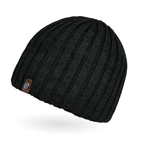 Preisvergleich Produktbild Neverless® Beanie Herren Strick-Mütze Winter-Mütze Rippstrick Optik schwarz