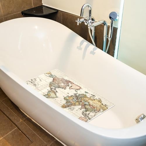 Alfombrilla de baño de secado rápido con ventosas de PVC y diseño de mapa mundial 6