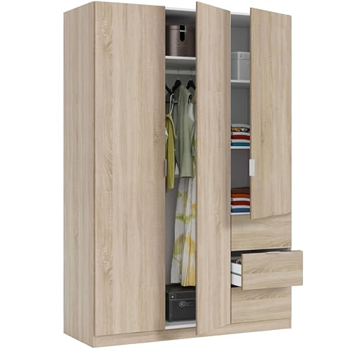 Habitdesign Armario Ropero 3 Puertas 3 Cajones