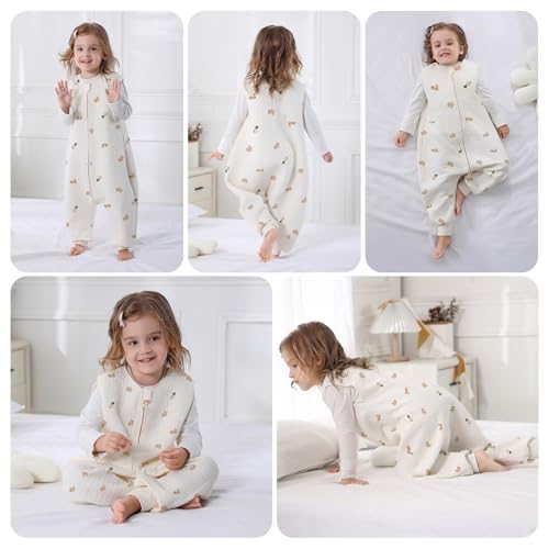 Image of Miracle Baby Sleep Sack with Feet, 1.0 TOG Sleeveless Sleeping Sack with Legs, Breathable Cotton Sleeping Bag for Toddlers