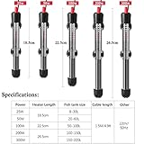 HITOP HP-608 Submersible Aquarium Heater 25W 50W With Thermometer and Extra Sucker Cup - Image 2