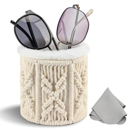 RayLove Glasses Holder for Nightstand & Desk Boho Decor Eyeglass Case Plush Lined Glasses Holder Stand Anti-scratch Eyeglasses Storage Organizer for Table Office Bedside Desk Car Dresser