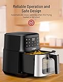 Air Fryer, PARIS RHÔNE 5.3 Quart with Viewing Window, 8-in-1 Toaster Oven Cooker with One Touch Control, Kitchen Appliance, Non-Stick & Dishwasher-Safe Basket & Detachable Tray, Black (PE-AF014)