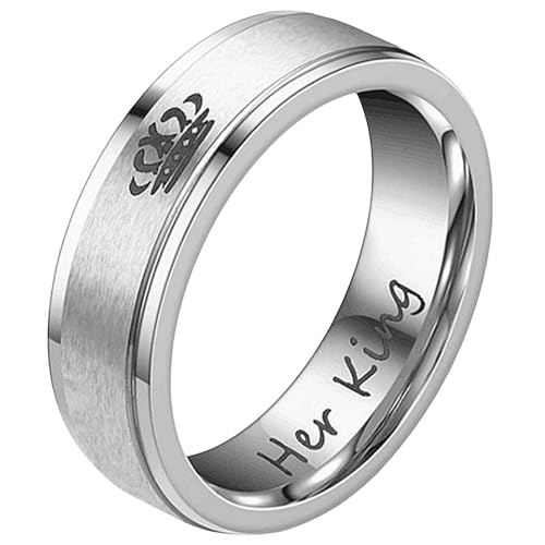 Bagues de couple Roi et Reine en acier inoxydable - Duo de bijoux assortis