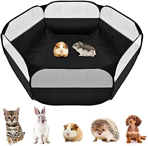 Kaduocom Portable Small Animal Playpen, Breathable&Transparent &Ventilative Pet Cage, Foldable Yard Exercise Fence for…