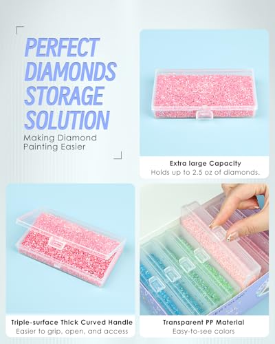 Image of forever young 8PCS Extra Large Diamond Painting Storage Containers Trays | 2-in-1 design keeps diamond art beads organized. Provides bead storage and line-up, with a box package for a tidy workspace.