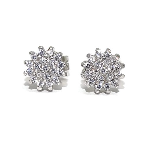 Boucles d'oreilles or blanc 18 carats rosace éclat prestigieux 8 mm