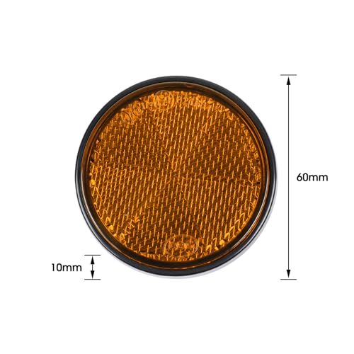Image of 10 Pack Yellow Self Adhesive Round Reflectors, E9 Approval Road Safety Stick-on Rear Reflectors for Trailer Caravan Truck Lorry or Agricultural Machines