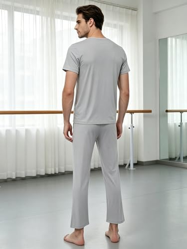 Camisa de cuello redondo y pantalones de danza con caída fluida gris claro M 5