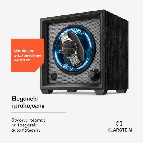 Image of Klarstein Brienz 6 Watch Winders - Quiet Watch Winder for 6 Watches, in Wood Look with 4 Rotation Modes & LED Lighting, Memory Foam Cushion, USB Operated