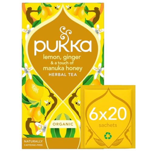 Pukka Organic Tea, Lemon, ginger and Manuka Honey, 20 Count (Pack of 6) by Pukka Organic Tea