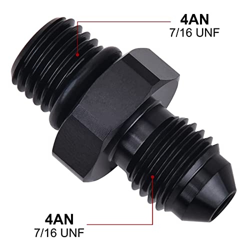 Image of EVIL ENERGY AN4 4AN Flare to 4AN ORB Male O-ring Boss Fuel Pump Rail Adapter Fitting Aluminum Black Pack of 2