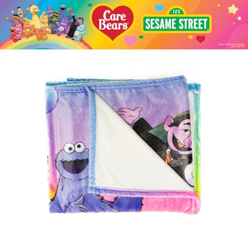 Image of Franco Care Bears x Sesame Street Nostalgic Kids Bedding Super Soft Cozy Plush Throw, 46 in x 60 in, (Officially Licensed Product)