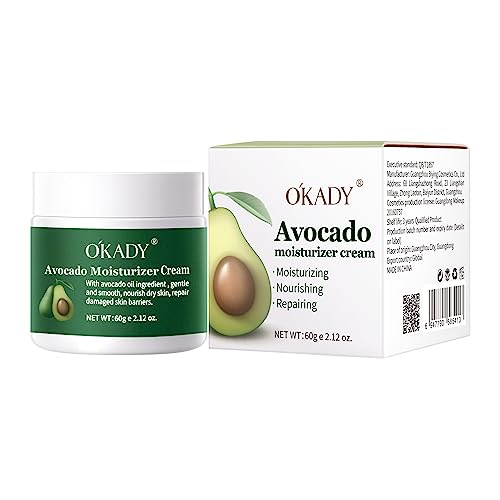 AESTHTANY OKADY Organic Avocado Nourish & Glow Face Moisturizer Facial Cream for Unisex Repair Skin Nourishing Face 60g / 2.12 Ounce | Anti-Wrinkle，Skin Plumper，Moisturizer Avocado Moisturizer