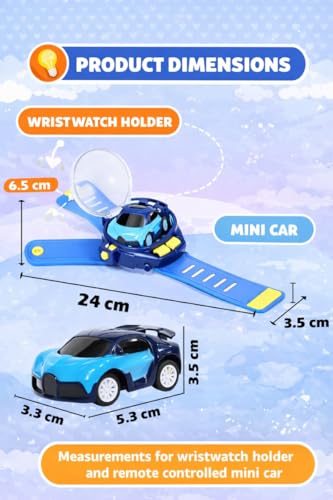 Image of Wrist Remote Controlled Mini Car Toy for Kids with USB Charging Cable - Rechargeable 2 Function Remote Watch -