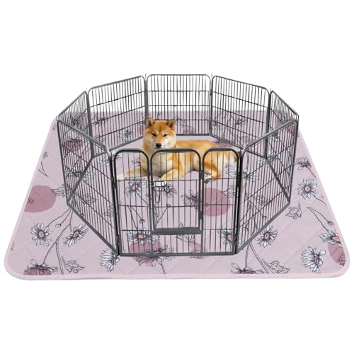 Image of IEUUMLER Washable Pee Pads for Dogs, 1 Pack Non-Slip & Waterproof Pack Whelping Pad, Reusable Washable Puppy Potty Training Pad with Fast Absorbent for Playpen EU007 (Pink Daisy, 63 inchX63 inch-1pcs)