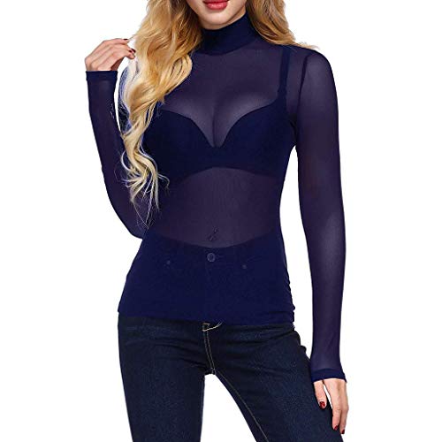 Chemisier Femmes Manches Longues T-Shirt Transparent Sexy Top Chic Chemisier Grande Taille Tee Shirt Col Rond Dentelle ImpriméS Blouse Plage Casual T Shirt Col V Hauts Printemps 2020 Mode SANFASHION Cover