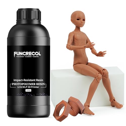 Image of Tough 3D Printer Resin, Wear Resistant & Impact-Tough Resin for BJD Models & Articulated Figures, High Precision Soomth Matte Finish 3D Printing Liquid for LCD DLP MSLA Printers (Brown, 1KG)