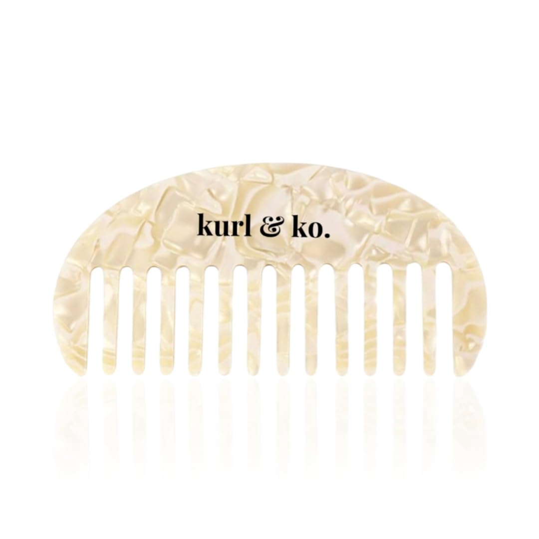 Travel Hair Pick Comb, Fluff Curls & Add Volume, Lift Roots, Curly Textured Hair For Wet And Dry (Cream)